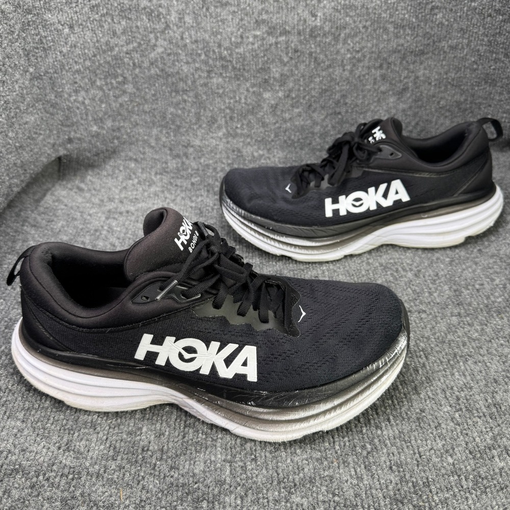 Hoka Bondi 8 Womens 11 Black White Running Shoes 1127952BWHT